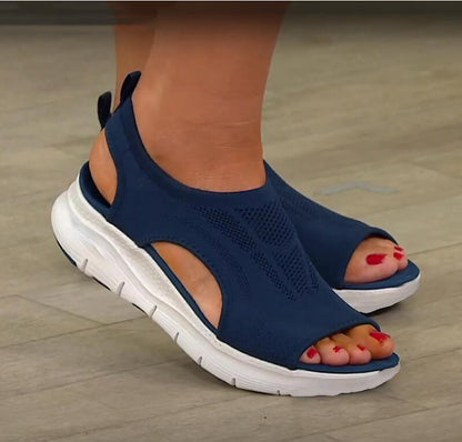 Damen Sandalen Blau, atmungsaktiv, bequem, mit Keilabsatz, ideal für Sommermode.