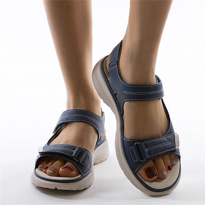 Damen Sandalen blau, Klettverschluss, bequem, rutschfest, Sommermode, Freizeit, Outdoor.