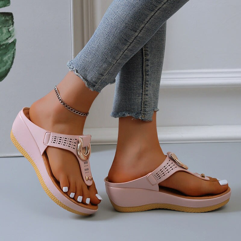 Damen Plateau Sandalen, rosa, PU-Leder, Sommerschuhe, bequem, modisch, rutschfest.