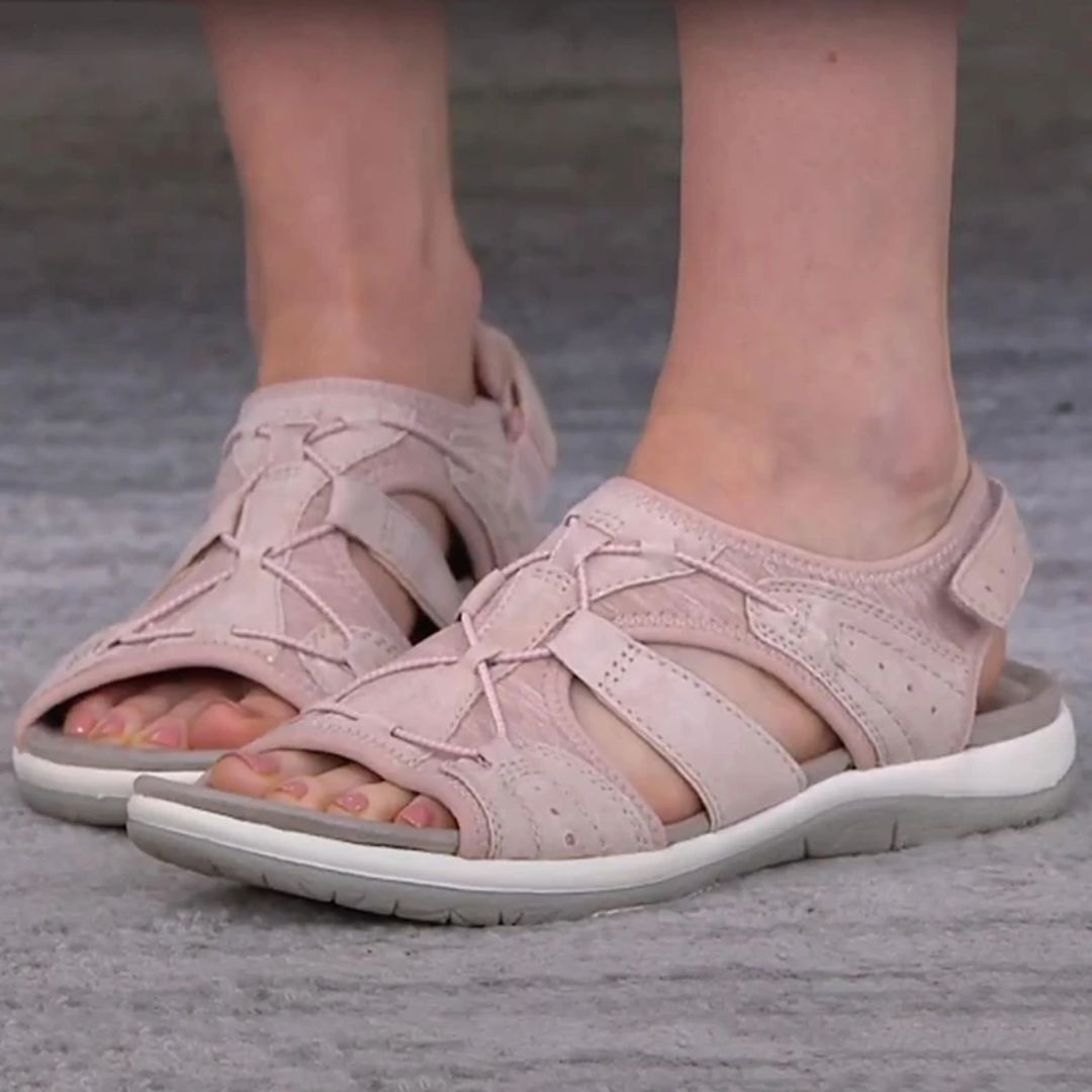 Damen Sandalen rosa Leder, bequem, rutschfest, Sommermode, Freizeit, Outdoor, Größe 38.