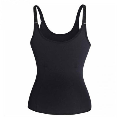 Schwarzes Damen-Tanktop, ärmellos, Baumwolle, figurbetont, ideal für Freizeit und Sport.
