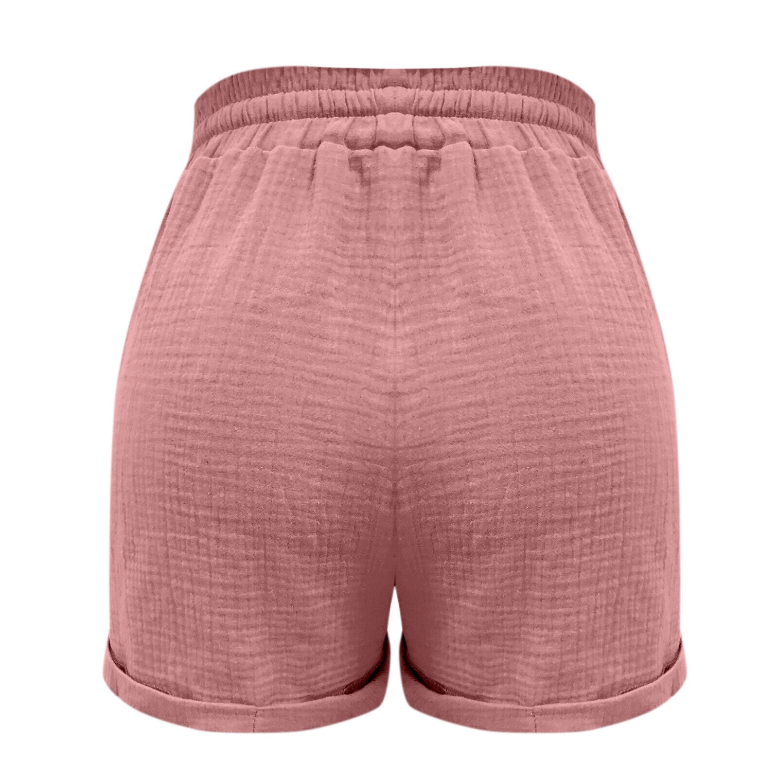 Rosa Damen-Shorts aus Baumwolle, elastischer Bund, lässig, bequem, Sommermode.