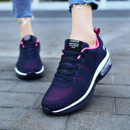 Damen Sneaker, schwarz-pink, atmungsaktiv, Sportschuhe, Straßenmode, bequeme Laufsohle.