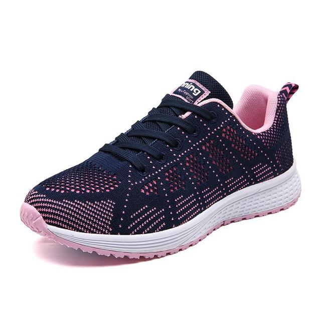 Damen-Sneaker, atmungsaktiv, dunkelblau-rosa, leicht, Outdoor, Größe 35-44.