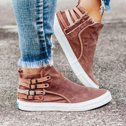 Damen-Sneaker, braun, Wildleder, Reißverschluss, modisch, bequem, Freizeit, Jeans-Look