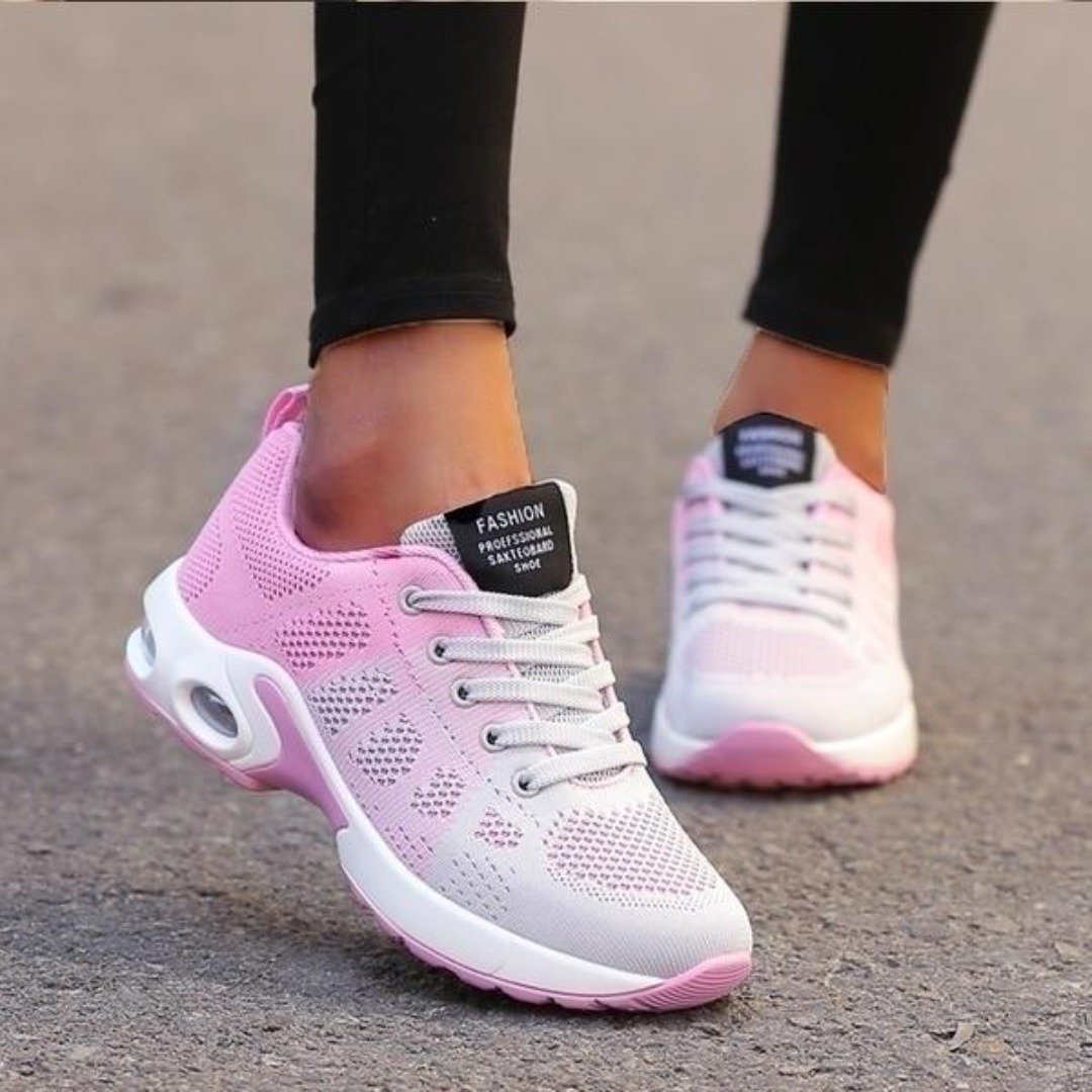 Damen Sneaker rosa-weiß, atmungsaktiv, modisch, Sportschuhe, Straßenlauf, bequem.