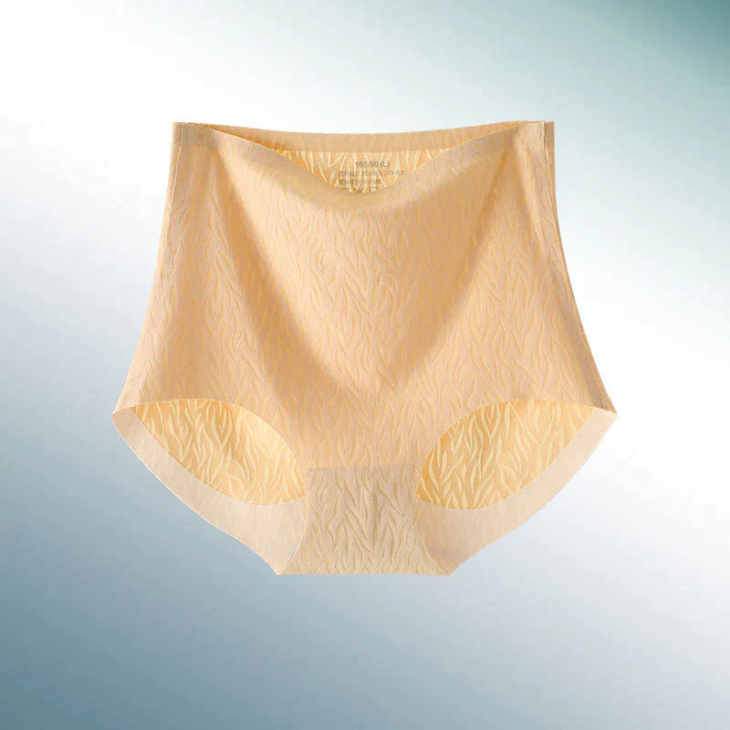 Damen Slip Beige, nahtlos, hoher Bund, bequem, atmungsaktiv, Unterwäsche, elegantes Design