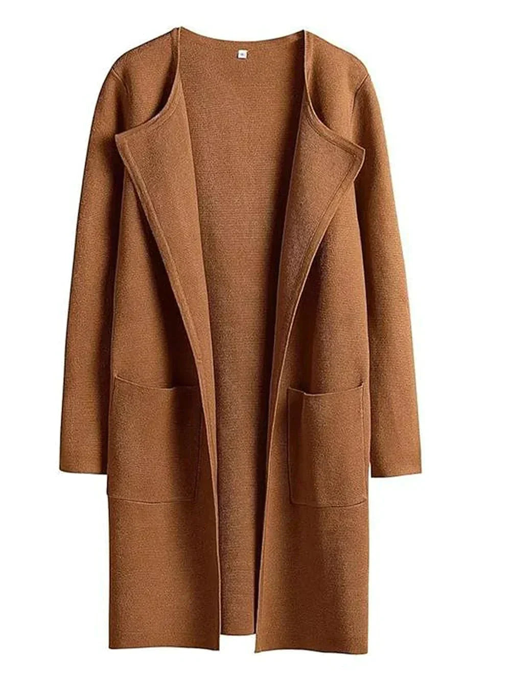 Damen Cardigan braun, offener Schnitt, lange Ärmel, Taschen, Strickmode, Herbstbekleidung