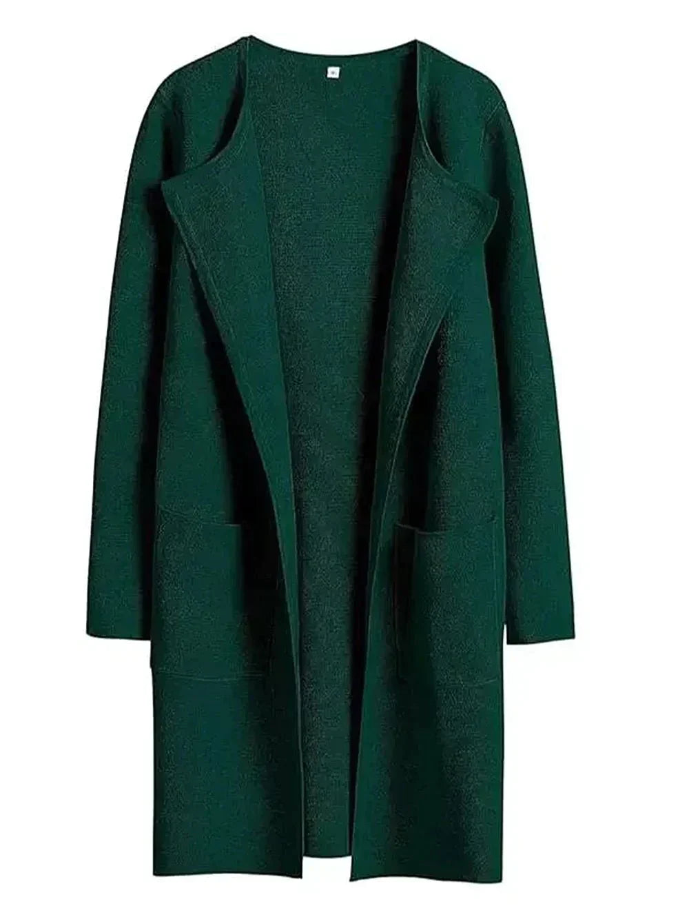 Damen-Cardigan grün, offener Schnitt, lange Ärmel, Taschen, Strickmode, elegant, bequem