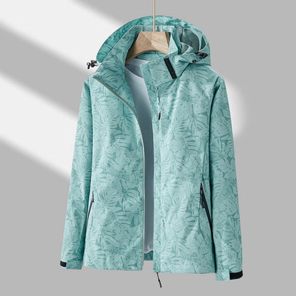 Damen Outdoor-Jacke, hellblau, Camouflage, winddicht, Kapuze, atmungsaktiv, Sportbekleidung.