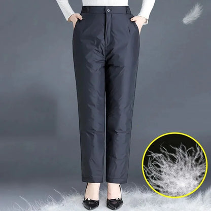 Damen Winterhose schwarz, warm gefüttert, wasserabweisend, elegant, modisch, bequem.