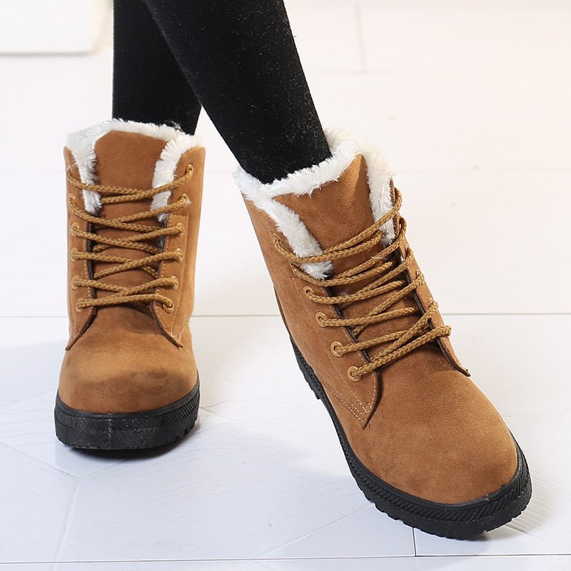 Damen Winterstiefel braun, gefüttert, Schnürung, rutschfeste Sohle, modisch, warm.