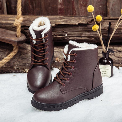 Damen Winterstiefel braun, Kunstleder, gefüttert, rutschfeste Sohle, Schnee, Outdoor.