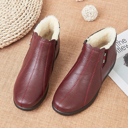 Damen Winterstiefel, rot, Kunstleder, warm gefüttert, rutschfest, Reißverschluss.
