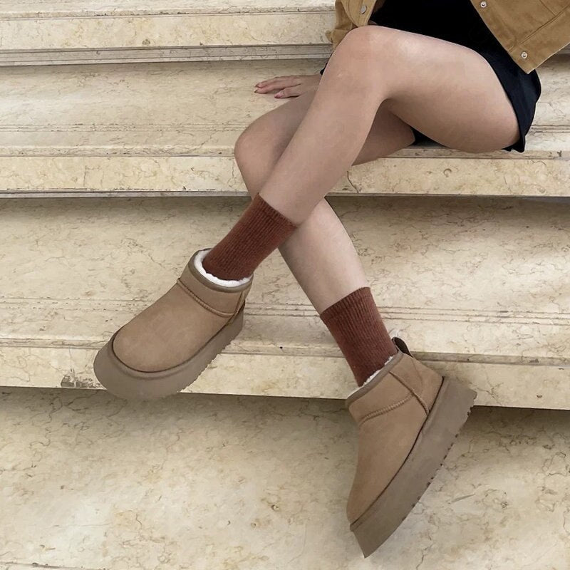 Damen Winterstiefel beige, gefüttert, rutschfest, modisch, bequem, warm, Freizeitkleidung.