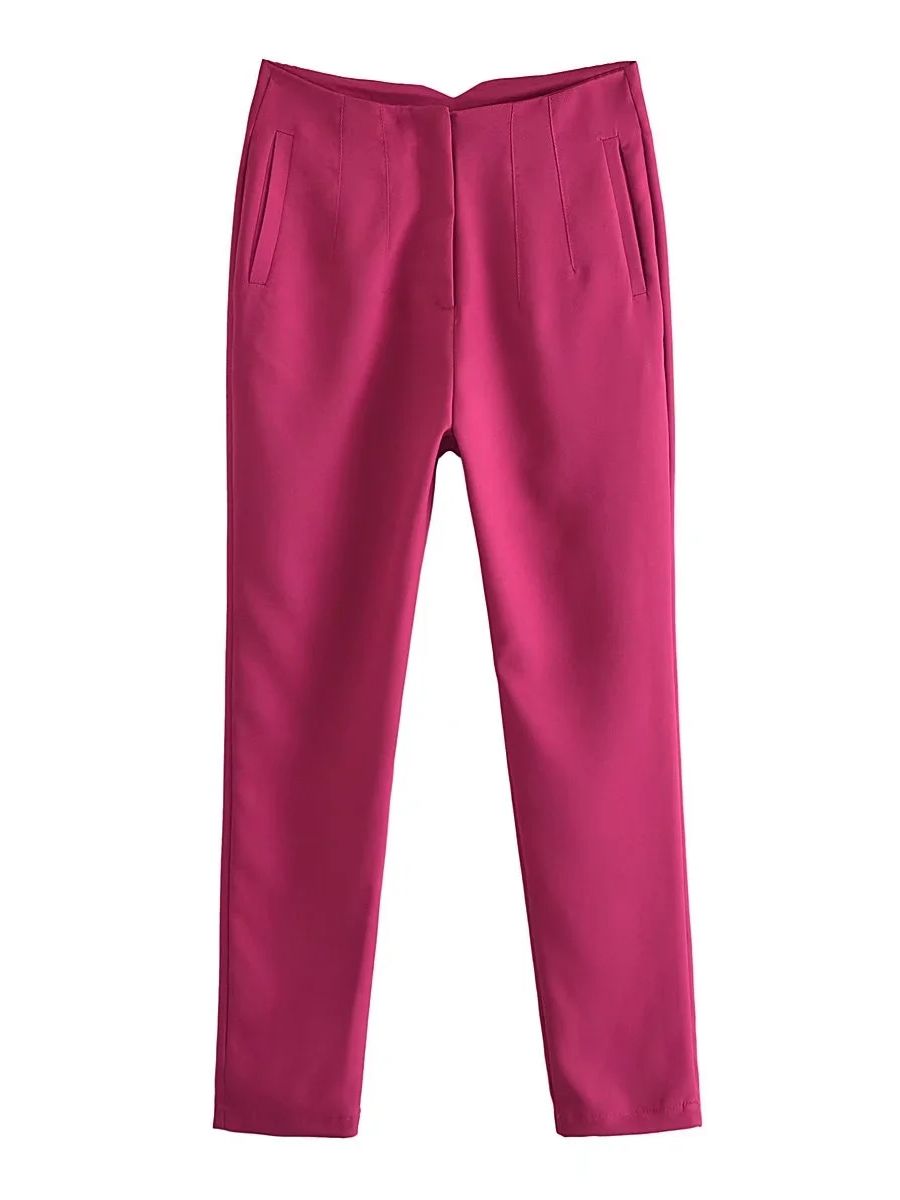Damenhose pink, schmal geschnitten, elegant, Baumwolle, modisch, Freizeitkleidung, bequem.