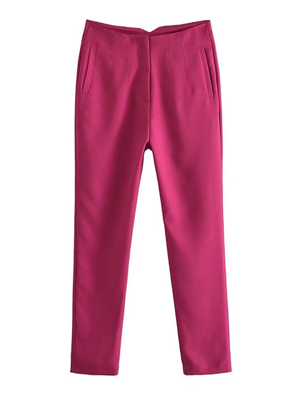 Damenhose pink, schmal geschnitten, elegant, Baumwolle, modisch, Freizeitkleidung, bequem.