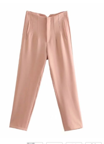 Rosa Damenhose, elegant, hohe Taille, Bügelfalten, Business-Look, modisch, bequem.