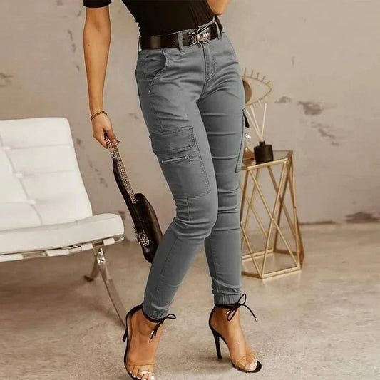 Damer cargojeans med elastiska muddar – Nadine