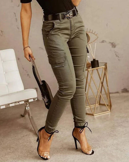 Damer cargojeans med elastiska muddar – Nadine
