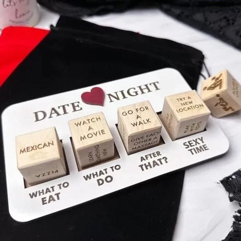 Würfelspiel Date Night, Holz, Aktivitäten, Essen, Unterhaltung, romantische Ideen, Geschenkset