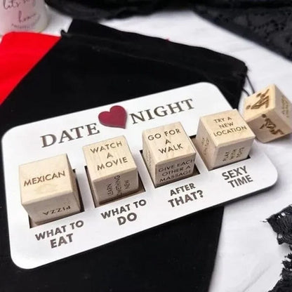 Würfelspiel Date Night, Holz, Aktivitäten, Essen, Unterhaltung, romantische Ideen, Geschenkset