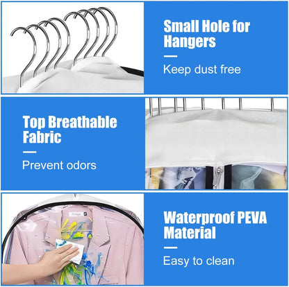 Genomskinliga klädfodral med sidveck – 3-pack förvaringspåsar med sidodragkedja (Köp 1, få 1 GRATIS)