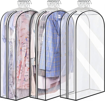 Genomskinliga klädfodral med sidveck – 3-pack förvaringspåsar med sidodragkedja (Köp 1, få 1 GRATIS)