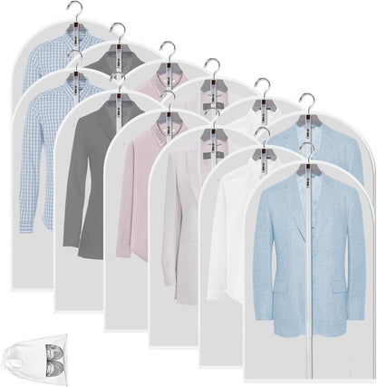 Genomskinliga PEVA-klädförvaringspåsar – 12-pack dammtäta klädskydd – 2 för 1