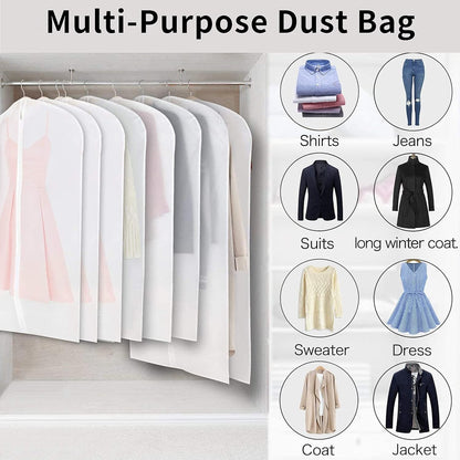 Genomskinliga PEVA-klädförvaringspåsar – 12-pack dammtäta klädskydd – 2 för 1