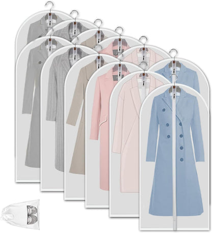 Genomskinliga PEVA-klädförvaringspåsar – 12-pack dammtäta klädskydd – 2 för 1
