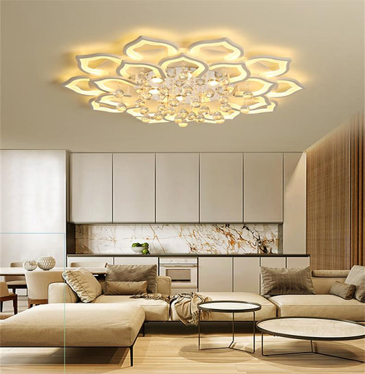 Moderne LED-Deckenleuchte, blütenförmig, warmweiß, Wohnzimmer, energiesparend, stilvoll.