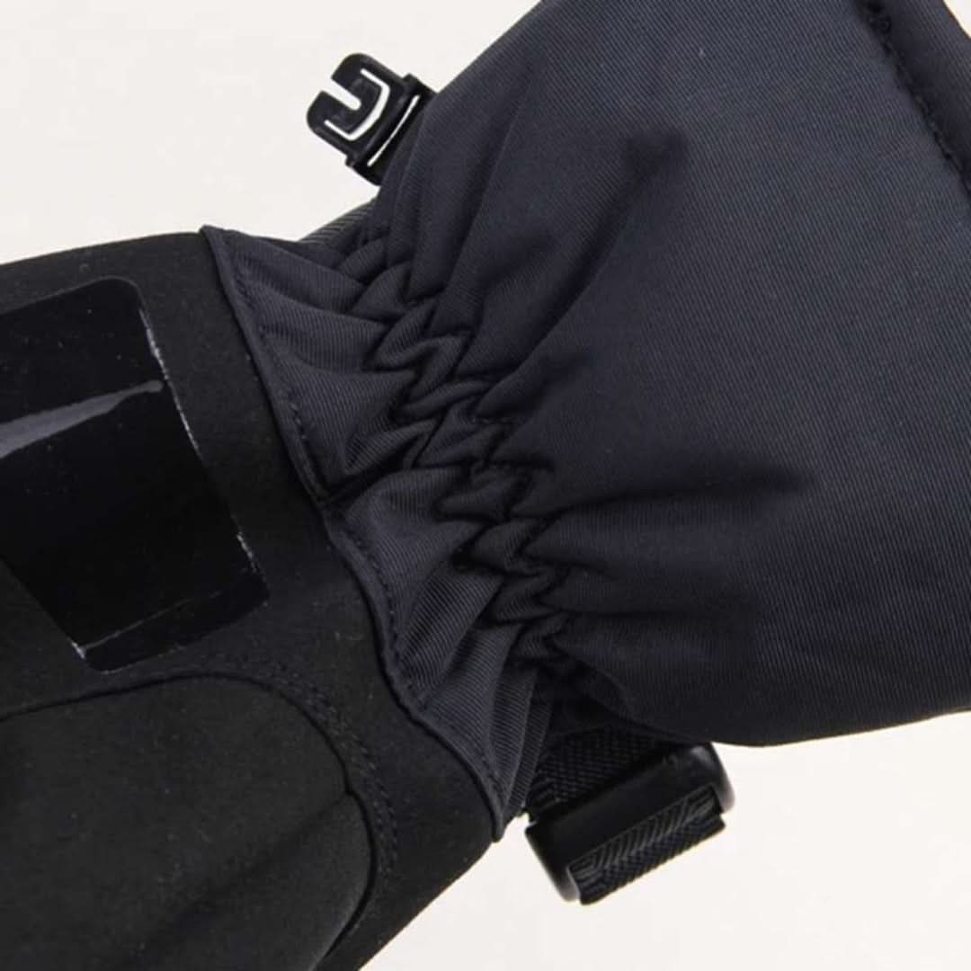 Schwarzer Winterhandschuh, wasserdicht, isoliert, elastisches Bündchen, Outdoor-Aktivitäten.