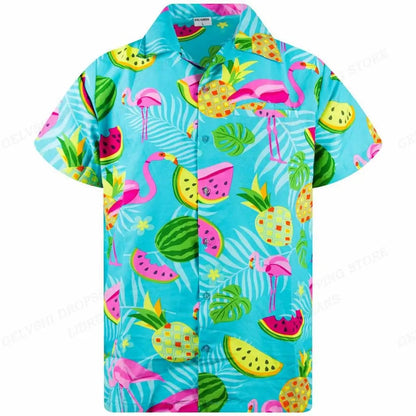 Tropisk 3D-flamingoskjorta – Kai
