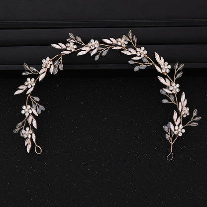 Kristallblumen-Diadem für Braut, Hochzeit, goldfarben, elegantes Haaraccessoire.