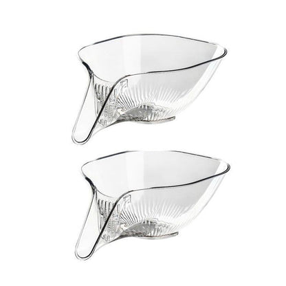 Zwei transparente Kunststoff-Siebe, stapelbar, für die Küche, ideal zum Abtropfen.