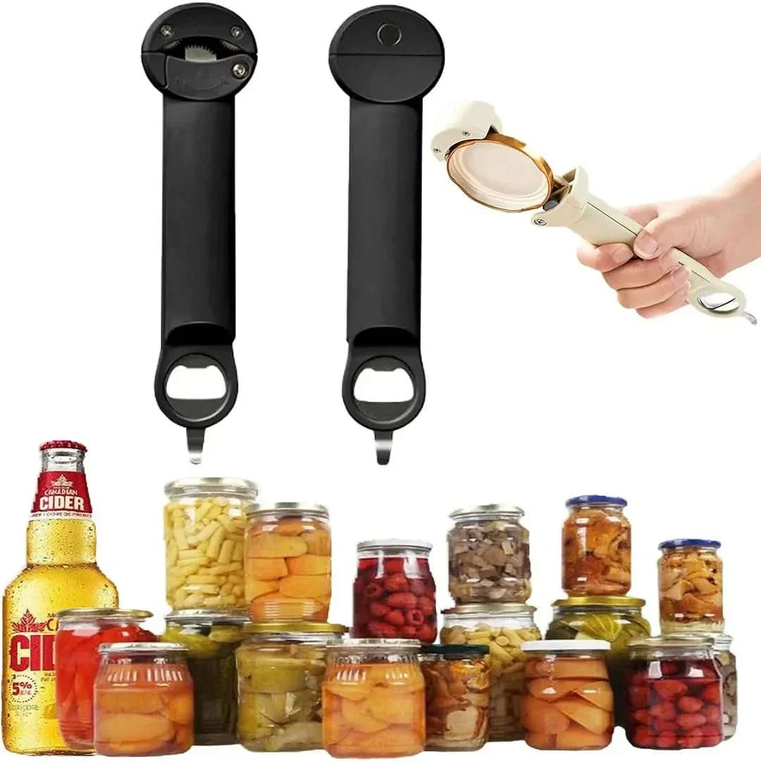 Multifunktionaler Flaschendreher, einziehbar, schwarz, für Gläser und Flaschen öffnen.