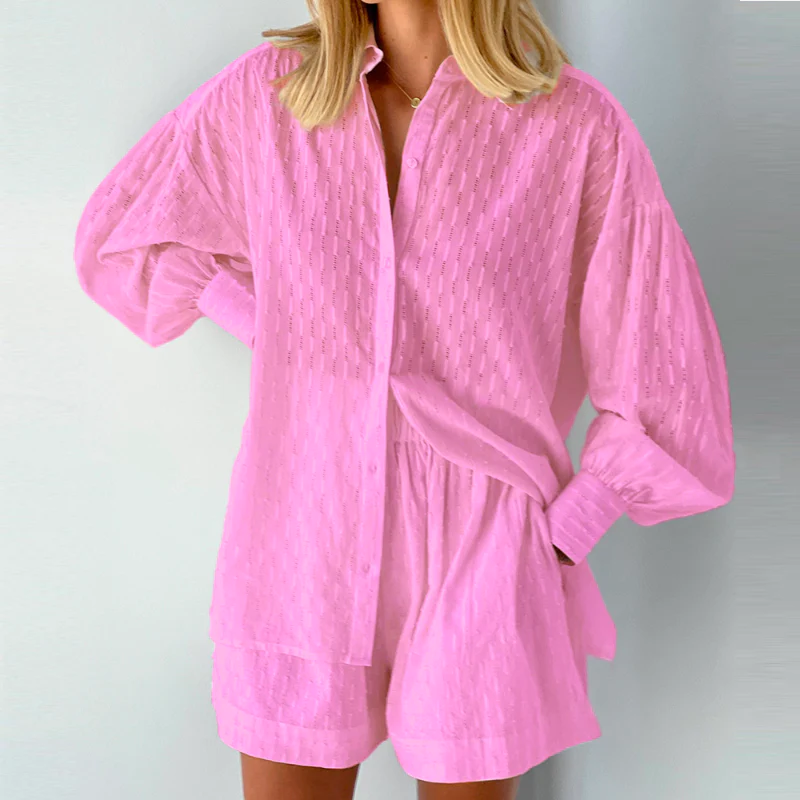 2-delad sommaroutfit med blus och shorts – Isla