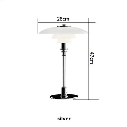 Silberne Tischlampe, 47cm hoch, 28cm Durchmesser, modernes Design, Metallfuß, weißer Schirm.