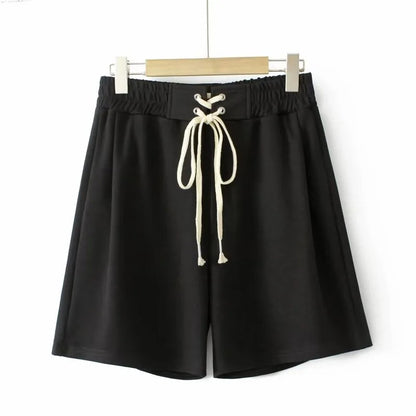 Schwarze Herren-Shorts mit Kordelzug, lässig, bequem, Sommermode, Baumwolle.
