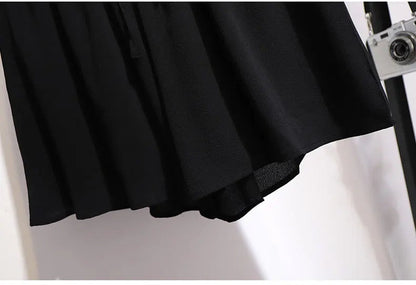 Schwarzer Rock aus Chiffon, knielang, elegant, Damenmode, Sommerkleidung, leicht.