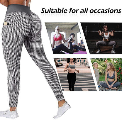 Damen Sportleggings, schwarz-weiß, hoher Bund, Fitness, Yoga, atmungsaktiv, elastisch.