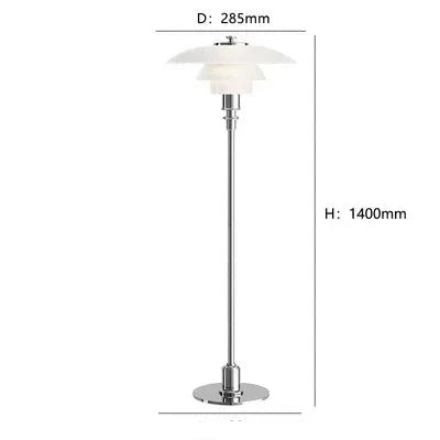 Stehlampe aus Metall, 1400mm hoch, 285mm Durchmesser, modernes Design, Chrom-Finish.