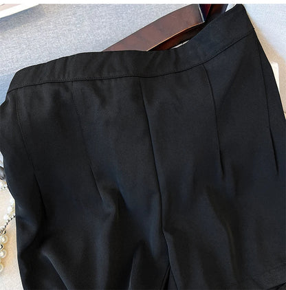 Schwarze Damenhose, elegant, aus Baumwolle, ideal für Büro und Freizeit.