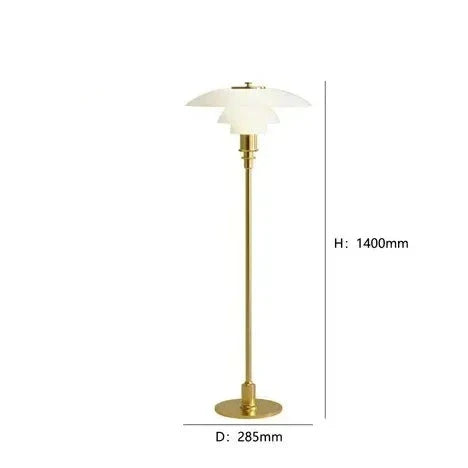 Stehlampe aus Messing mit weißem Schirm, 1400mm hoch, modernes Design, Wohnzimmerbeleuchtung.