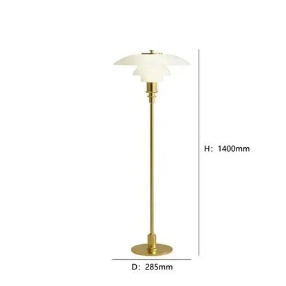 Stehlampe aus Messing mit weißem Schirm, 1400mm hoch, modernes Design, Wohnzimmerbeleuchtung.