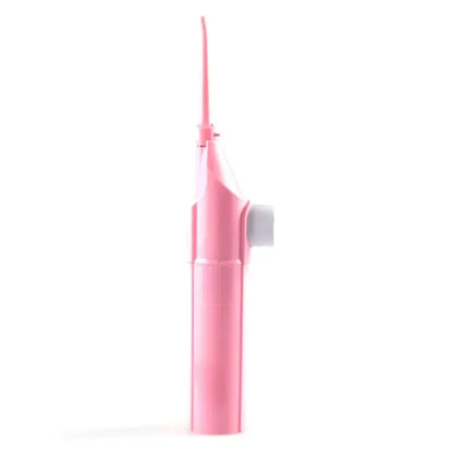 Rosa elektrischer Zahnreiniger, tragbar, mit schmaler Düse, ideal für Zahnzwischenräume.