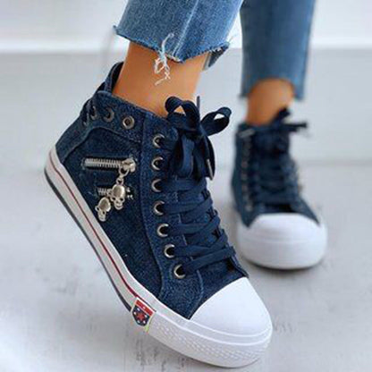 Trendiga Höga Denim Dam Sneakers – Selina