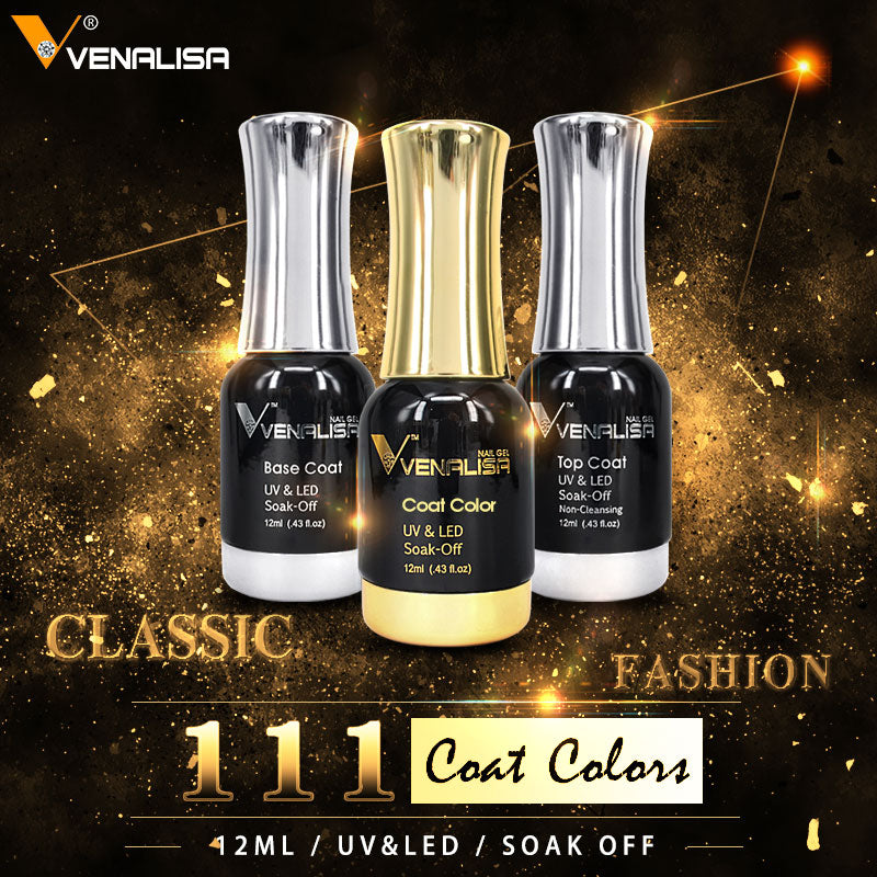 Venalisa Nagellack Set, UV LED, Base Coat, Top Coat, 12ml, Soak-Off, klassisch, modisch