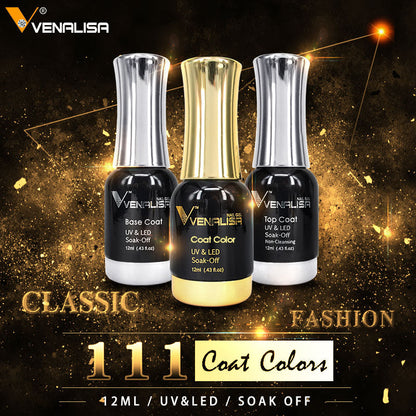 Venalisa Nagellack Set, UV LED, Base Coat, Top Coat, 12ml, Soak-Off, klassisch, modisch